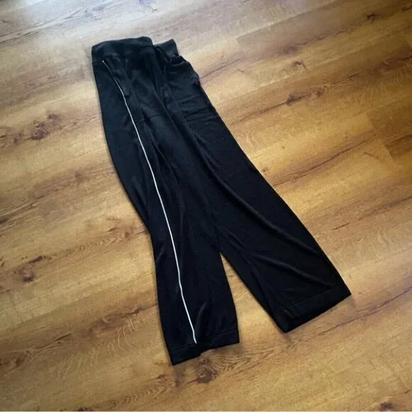 Zyia Black Piping Classy Joggers Wide Leg Pants Size Small - Picture 2 of 3